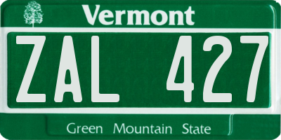 VT license plate ZAL427