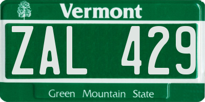 VT license plate ZAL429