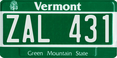 VT license plate ZAL431