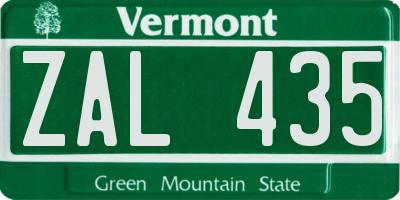 VT license plate ZAL435