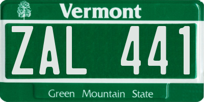 VT license plate ZAL441