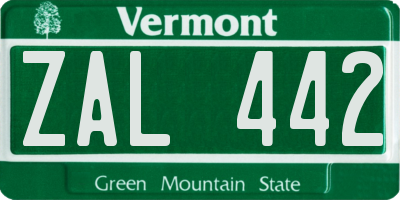 VT license plate ZAL442
