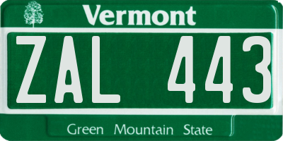 VT license plate ZAL443