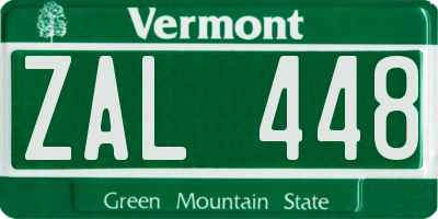 VT license plate ZAL448