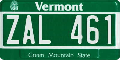 VT license plate ZAL461
