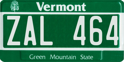 VT license plate ZAL464