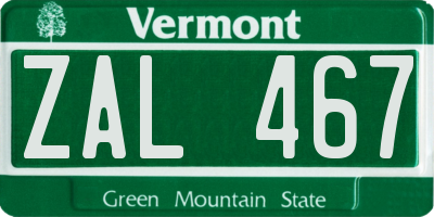 VT license plate ZAL467