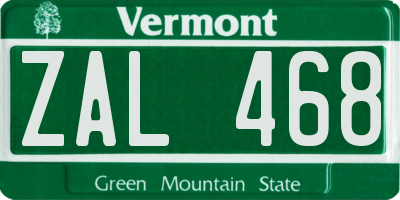 VT license plate ZAL468