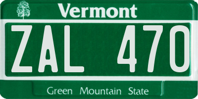 VT license plate ZAL470