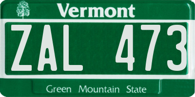 VT license plate ZAL473