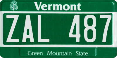 VT license plate ZAL487
