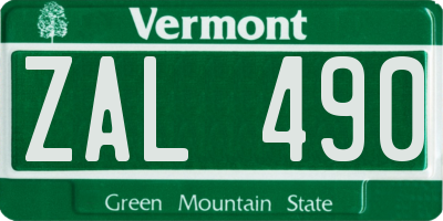 VT license plate ZAL490