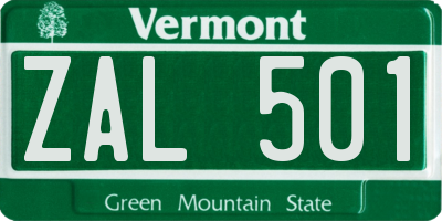 VT license plate ZAL501