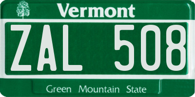 VT license plate ZAL508