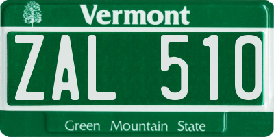 VT license plate ZAL510