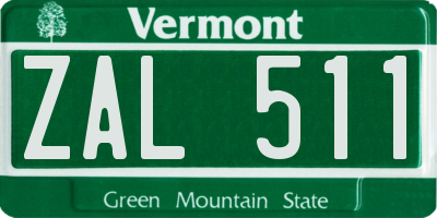 VT license plate ZAL511