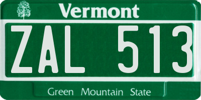 VT license plate ZAL513