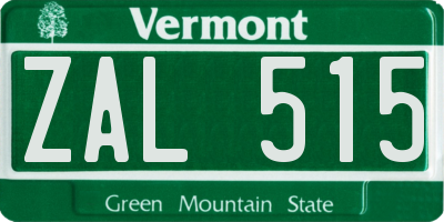VT license plate ZAL515