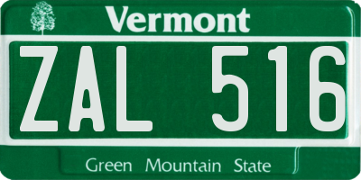 VT license plate ZAL516