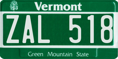 VT license plate ZAL518