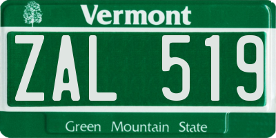 VT license plate ZAL519
