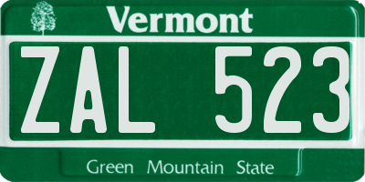 VT license plate ZAL523