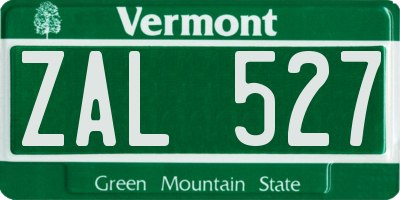 VT license plate ZAL527