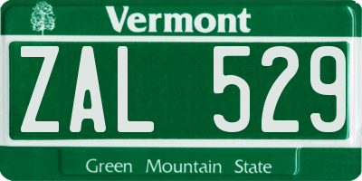 VT license plate ZAL529