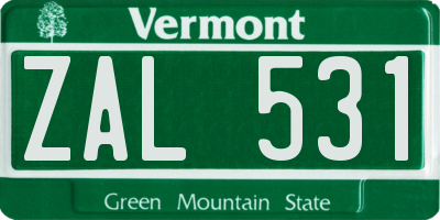VT license plate ZAL531