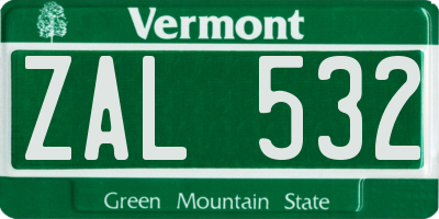 VT license plate ZAL532
