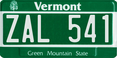 VT license plate ZAL541