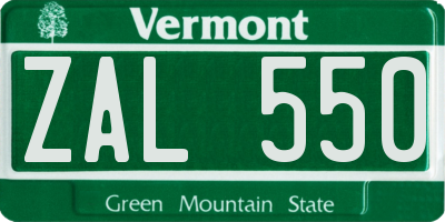 VT license plate ZAL550