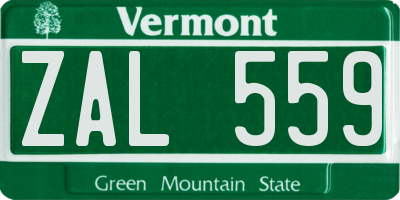 VT license plate ZAL559