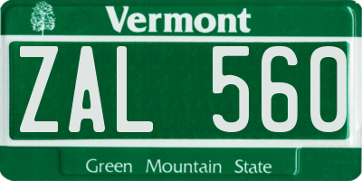 VT license plate ZAL560