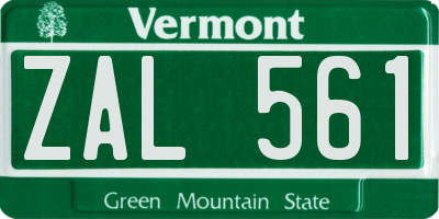 VT license plate ZAL561
