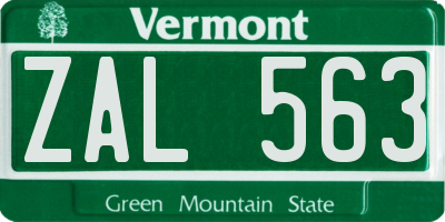 VT license plate ZAL563