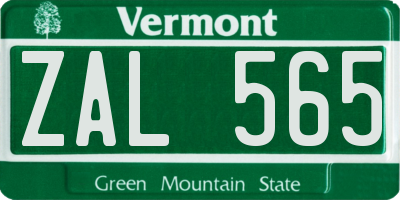 VT license plate ZAL565