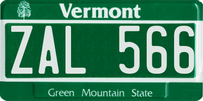 VT license plate ZAL566