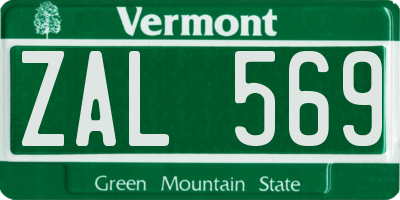VT license plate ZAL569