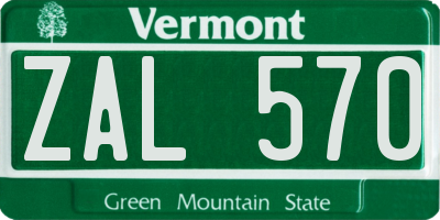 VT license plate ZAL570