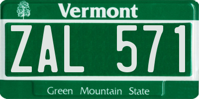 VT license plate ZAL571