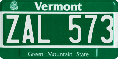 VT license plate ZAL573