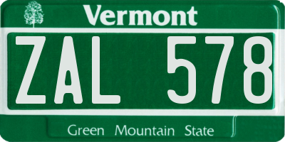 VT license plate ZAL578