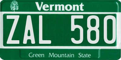 VT license plate ZAL580