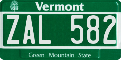 VT license plate ZAL582