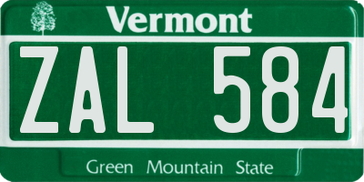 VT license plate ZAL584
