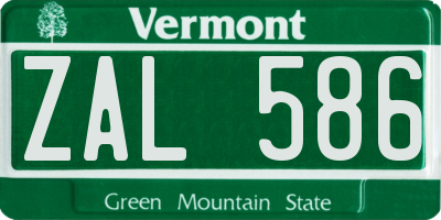 VT license plate ZAL586