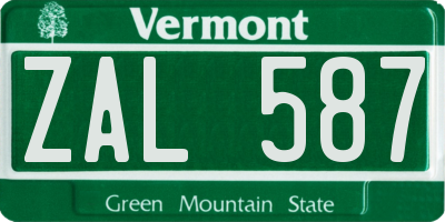 VT license plate ZAL587