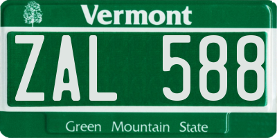 VT license plate ZAL588