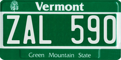 VT license plate ZAL590